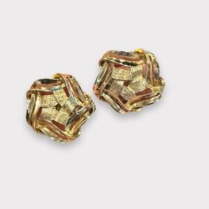Kramer Pale Goldtone Ribbon Style Clip On Earrings